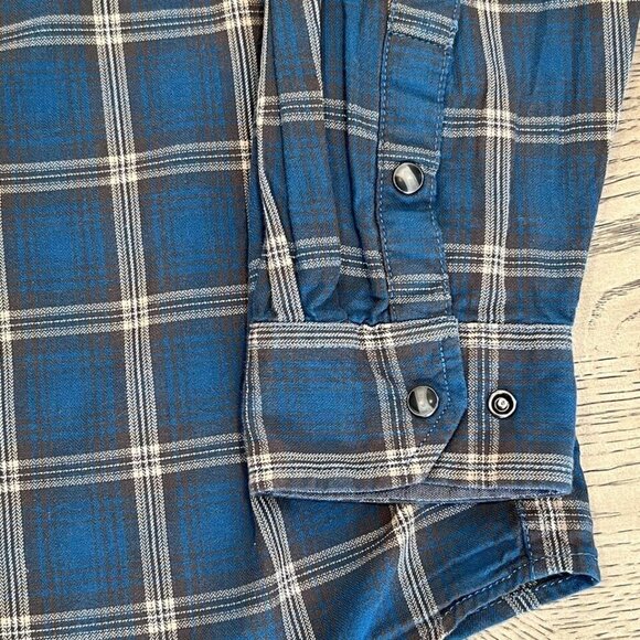 Outdoor Life Blue Western Plaid Button Up Long Sleeve Pearl Snap Buttons Size XL - Picture 4 of 15